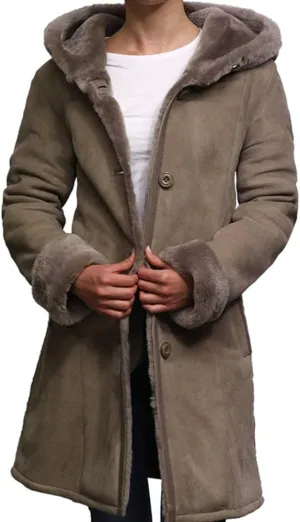 BRANDSLOCK Women Spanish Merino Genuine Shearling Sheepskin Leather Toscana Coat