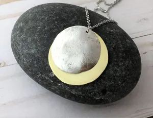 Brass and Aluminum Solar Eclipse Pendant Necklace