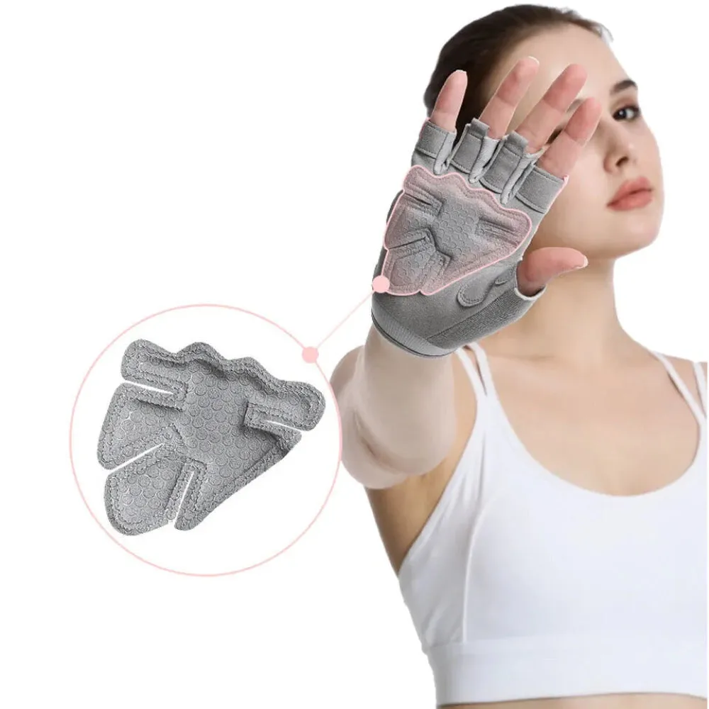Breathable Pink Gym Gloves For Men & Women Anti Slip Half Finger Design