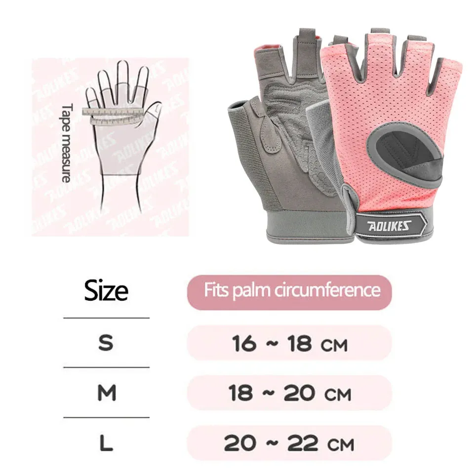 Breathable Pink Gym Gloves For Men & Women Anti Slip Half Finger Design