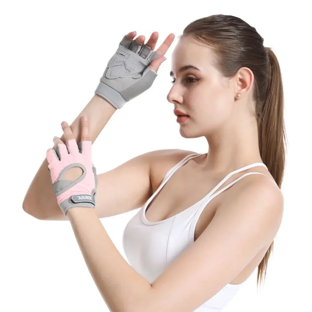 Breathable Pink Gym Gloves For Men & Women Anti Slip Half Finger Design