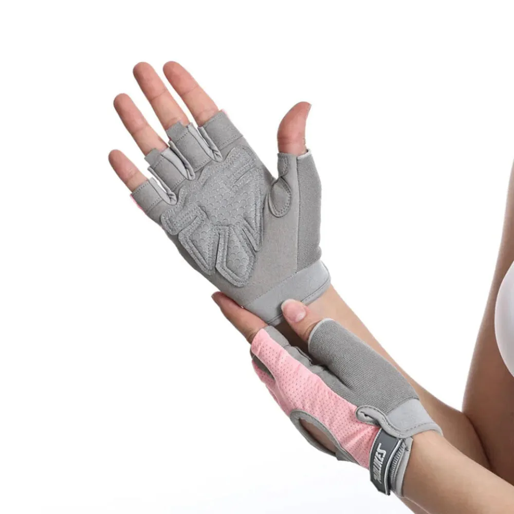 Breathable Pink Gym Gloves For Men & Women Anti Slip Half Finger Design