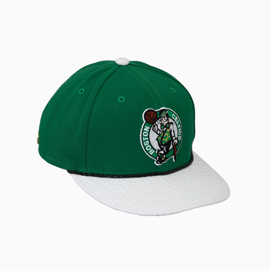 Breyer’s Squad Buck 50: Boston Celtics Logo Green & White Hat with Leather Visor