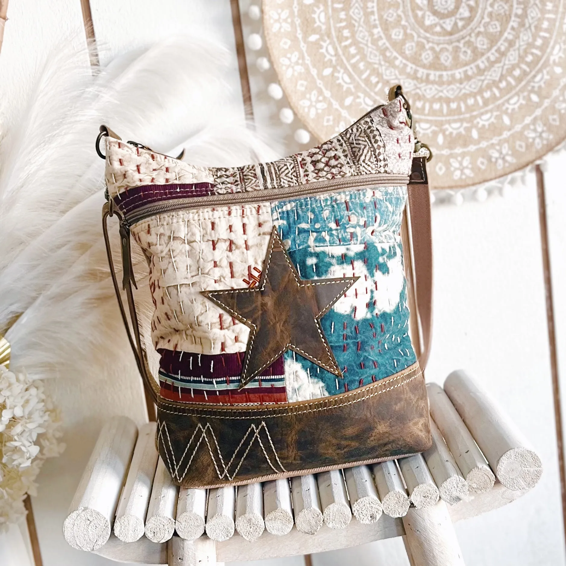 Bright Star Patchwork Boho Canvas Bag