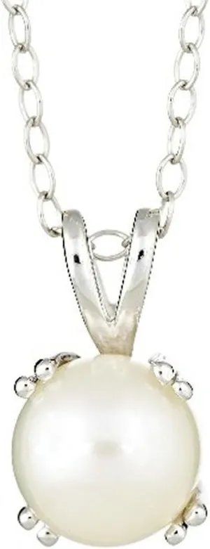 Brilliant Round Solitaire Cultured Freshwater Pearl Pendant 7mm (June Birthstone)