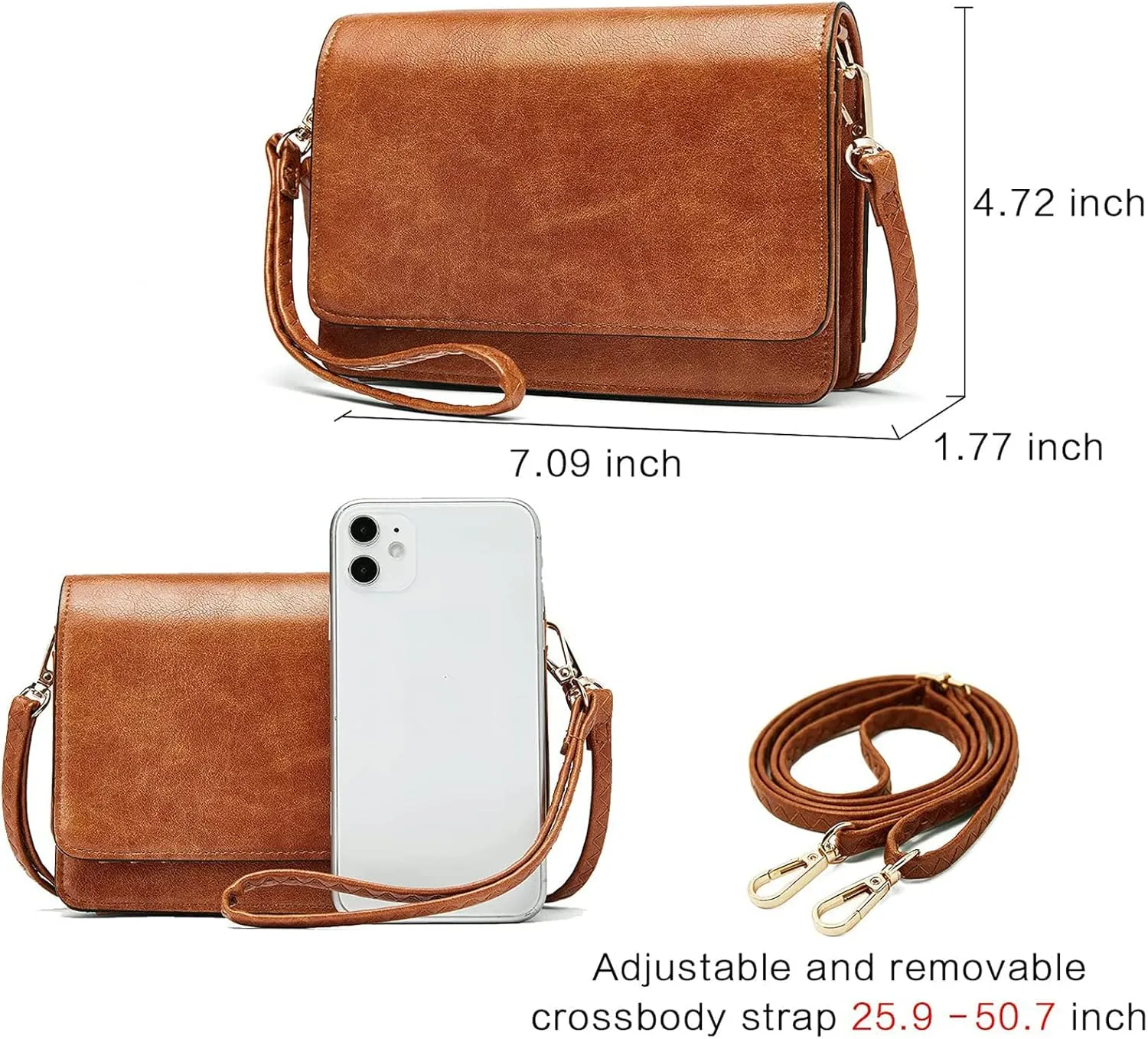BROMEN Crossbody Bags for Women Small Cell Phone Shoulder Bag Wristlet Wallet Clutch Purse