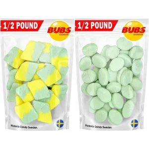 BUBS Swedish Candy Bundle - Tutti Frutti Rombs & Fruity Pear Mini 1 Pound, Packed in Two 1/2 lb Bags, Authentic Sweet & Sour Swedish Gummies – Straight from Sweden