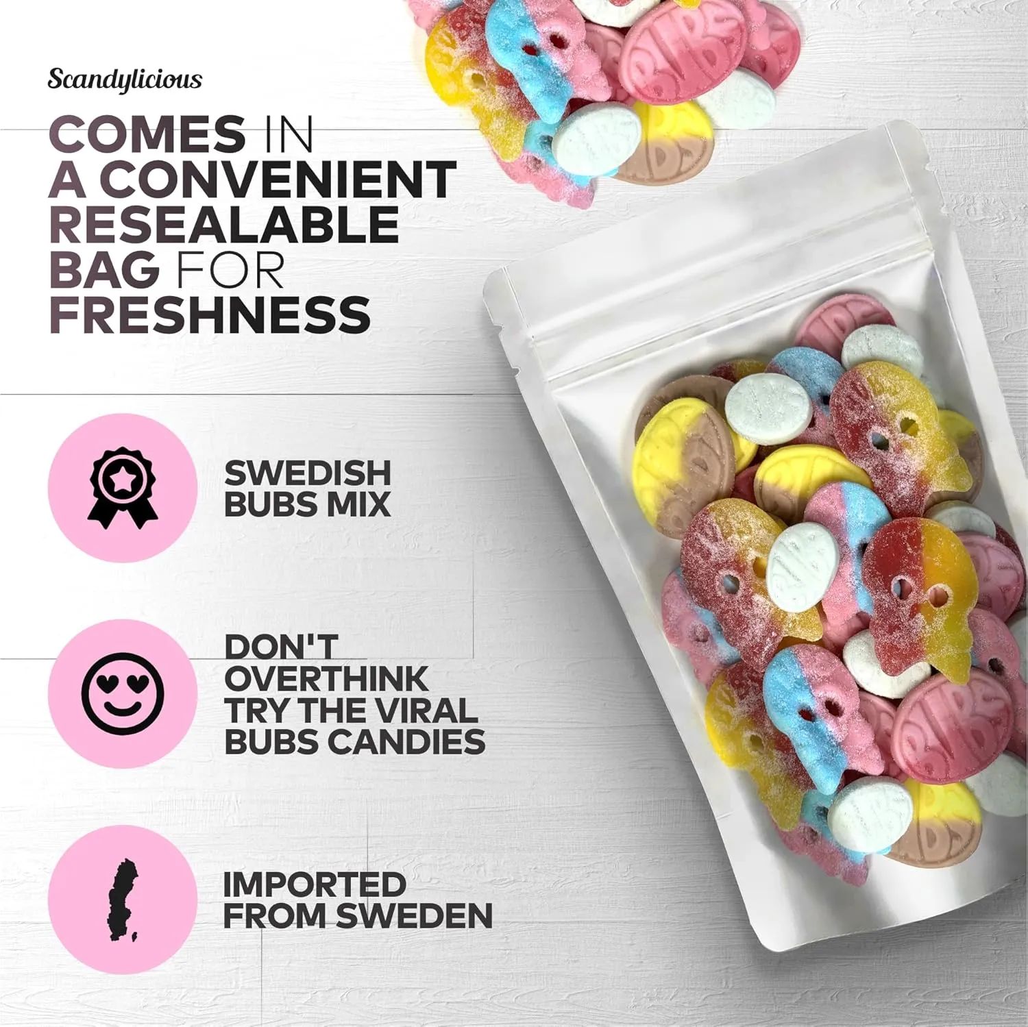 Bubs Swedish Candy Mix – Skulls Ovals 1 LB of Fizzy, Fruity, Sweet & Sour Scandinavian Treats
