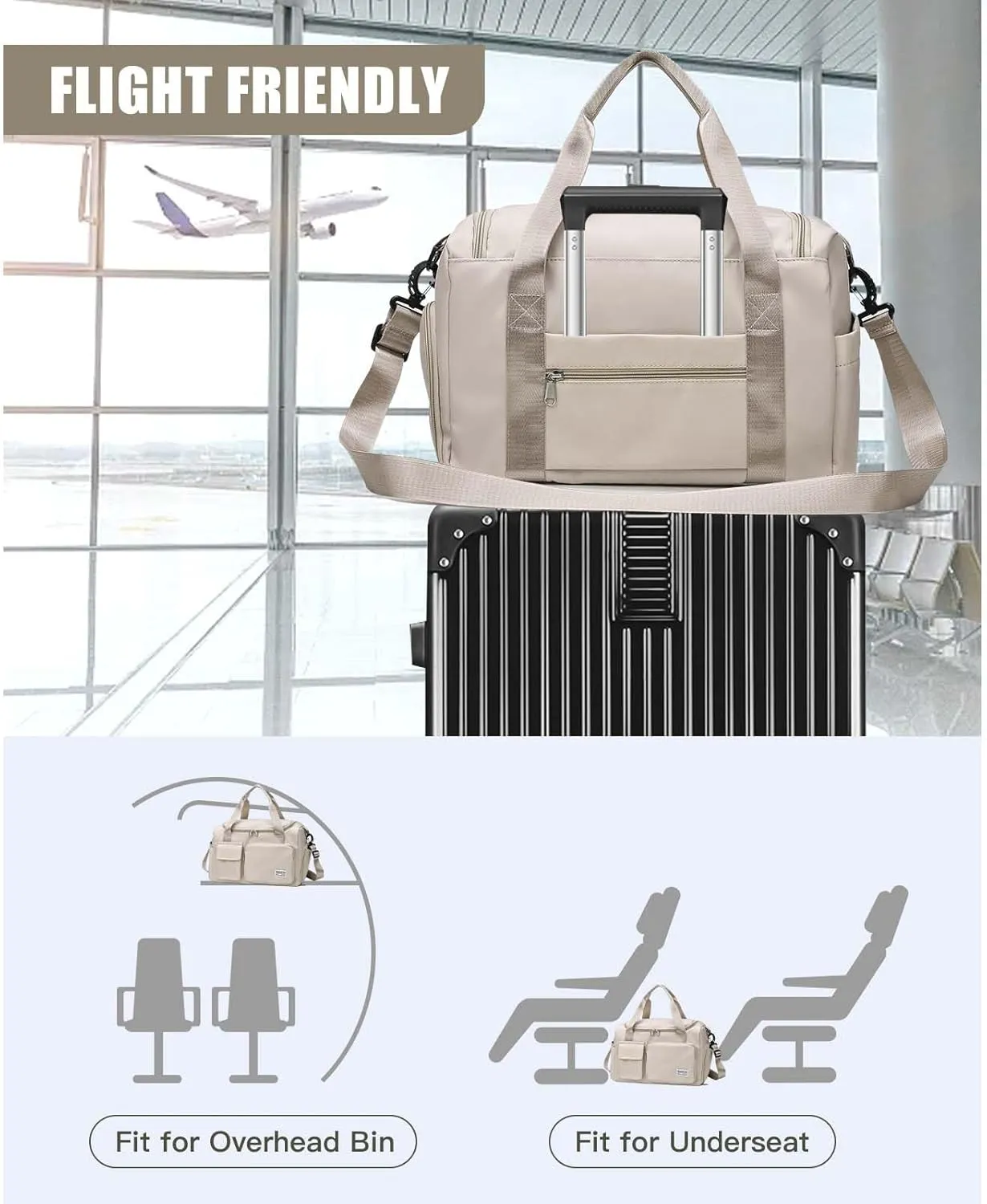 BUQINGTING Gym Bag for Men Women with Shoe Compartment, Cute Travel Duffle Bag for Women, Weekender Overnight Bag, Carry on Tote Bag Sport Duffel bag for Dance, Swim