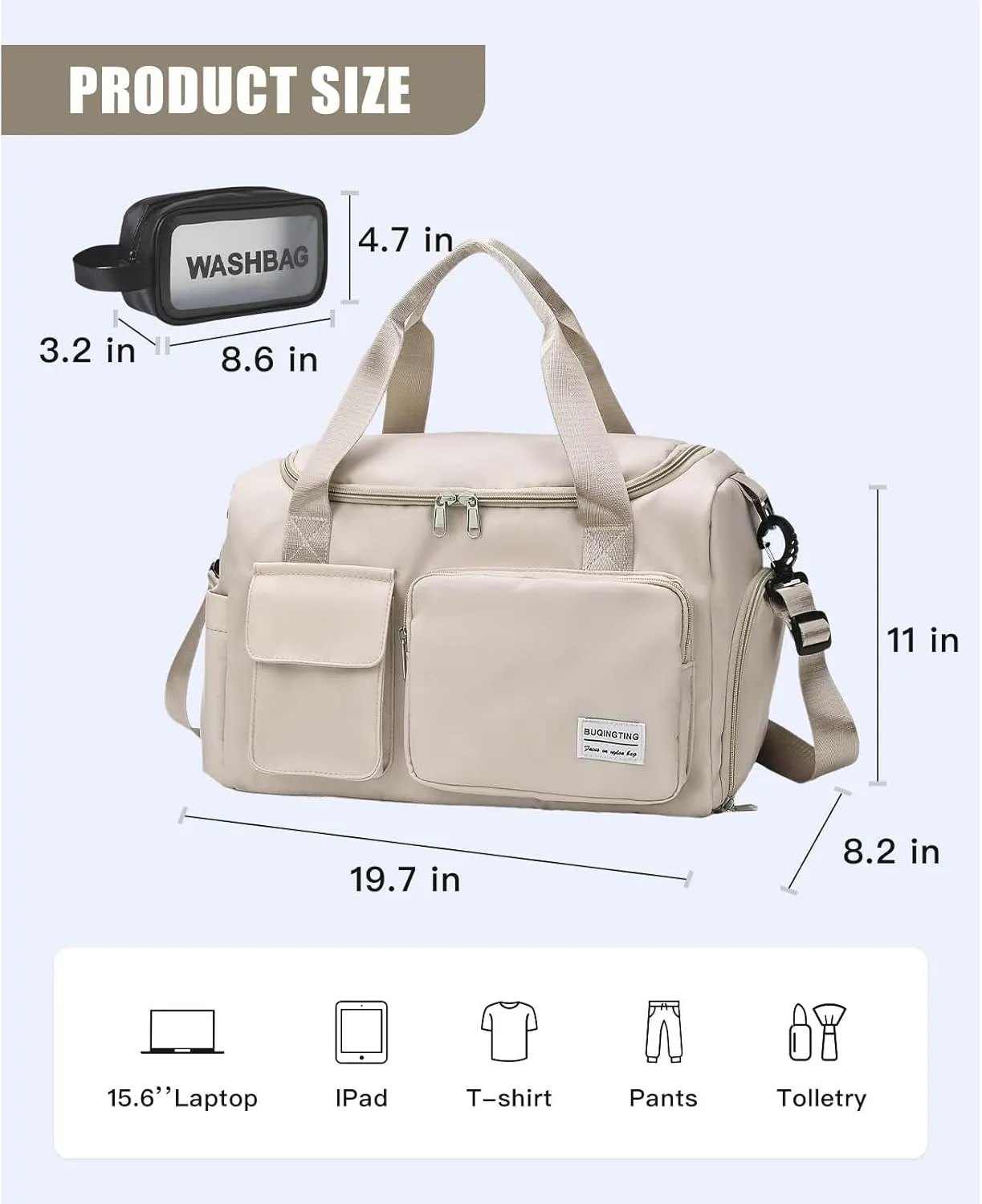 BUQINGTING Gym Bag for Men Women with Shoe Compartment, Cute Travel Duffle Bag for Women, Weekender Overnight Bag, Carry on Tote Bag Sport Duffel bag for Dance, Swim