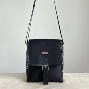Burberry Black Leather Check Patchwork Unisex Crossbody Shoulder Bag Excellent
