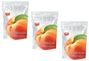 Butterfields Candy - Gourmet, Old-Fashioned PEACH Buds Hard Candy | Gluten Free | Made with 100% Real, Pure Cane Sugar | Handcrafted in the USA- 2.5 oz (3-Pack)