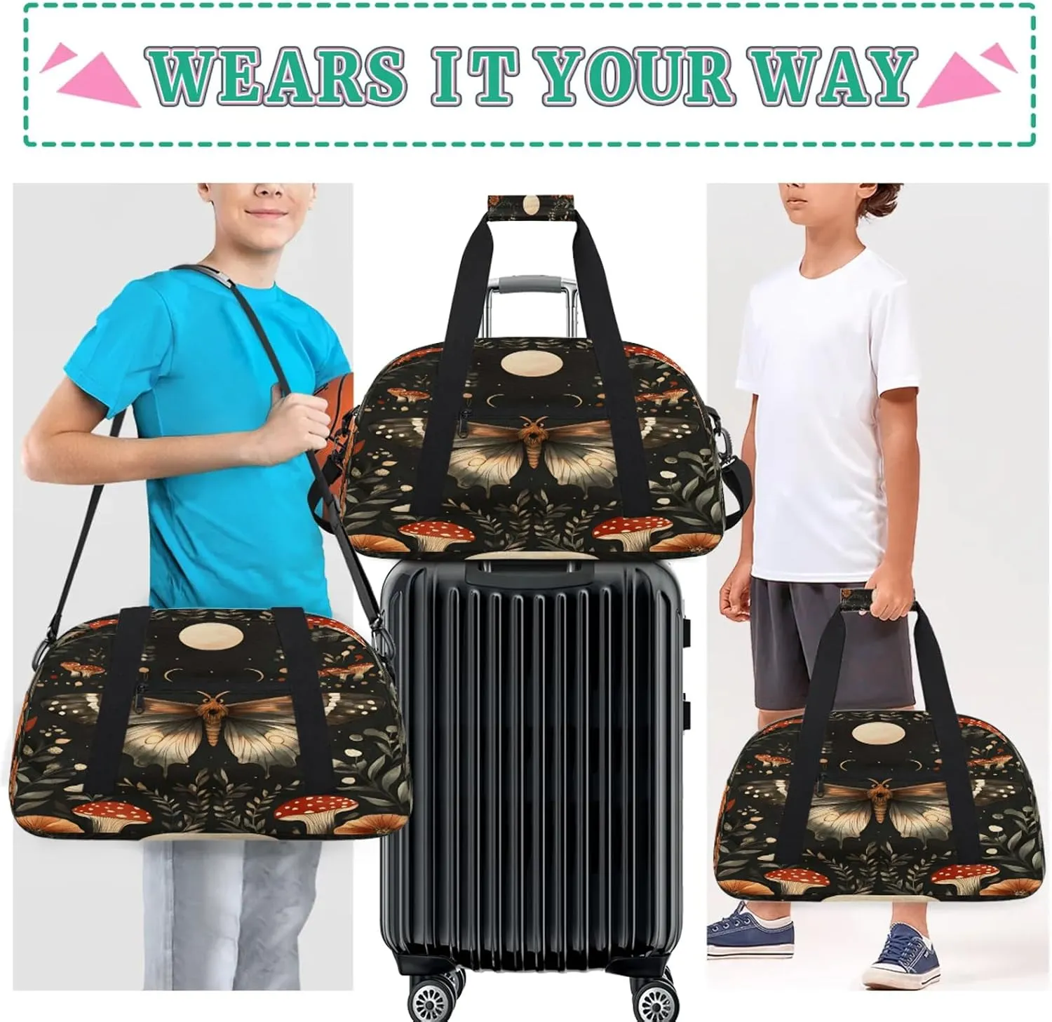 Butterflies Sports Duffle Gym Bags for Men or Women, Animal Lightweight Carry On Overnight Weekender Bag for Travel Workout