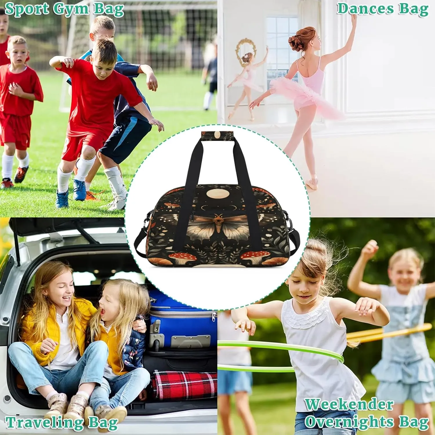 Butterflies Sports Duffle Gym Bags for Men or Women, Animal Lightweight Carry On Overnight Weekender Bag for Travel Workout