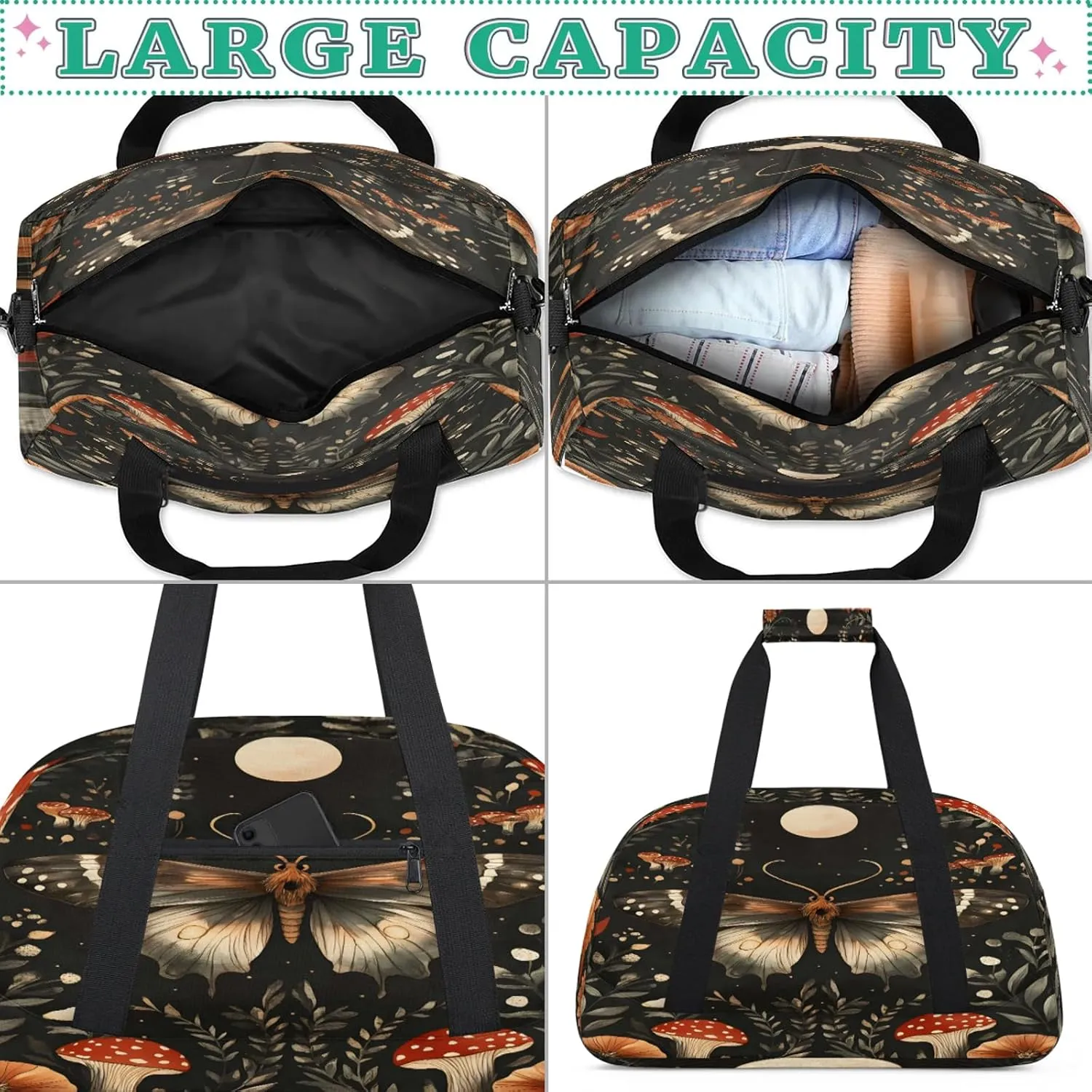 Butterflies Sports Duffle Gym Bags for Men or Women, Animal Lightweight Carry On Overnight Weekender Bag for Travel Workout