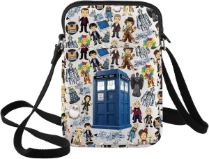 BWWKTOP Dr Who Crossbody Bag William & Patrick Doctor Series Fans Gift Police Box Messenger Shoulder Bag For TV Show Fans