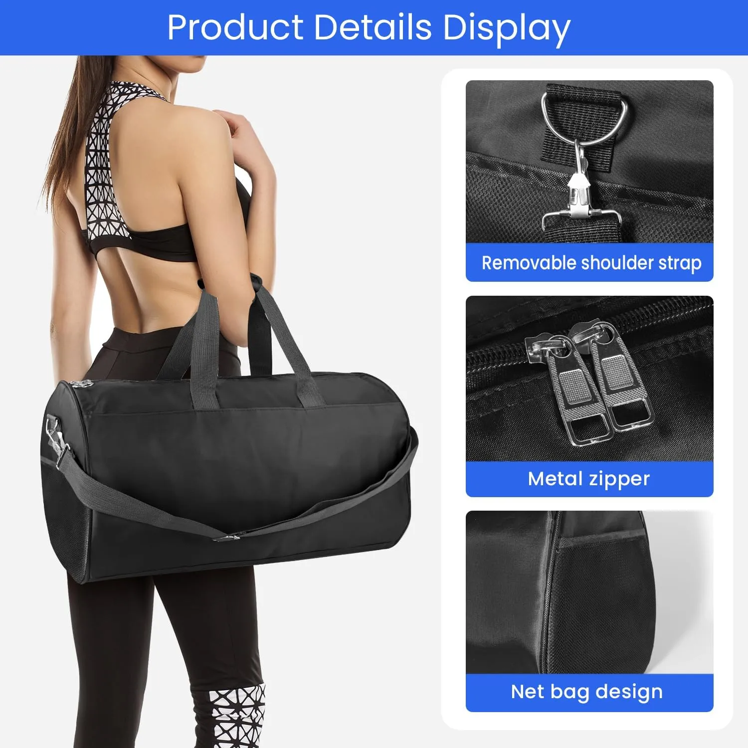 C&F BOGMOST Small Gym Bag for Travel & Duffel - 17 Inch Lightweight Carry On Bag for Men & Women, Mini Duffel Bag,Perfect for Sports, Weekend Trips, and Overnight Stays, Black