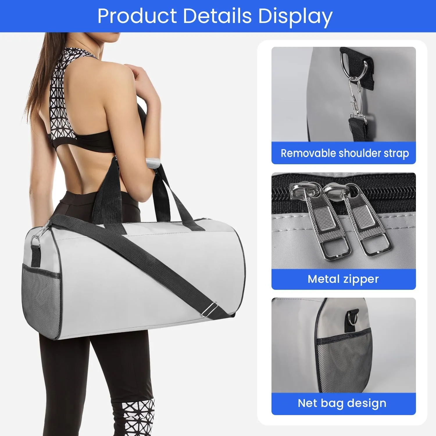 C&F BOGMOST Small Gym Bag for Travel & Duffel - 20 Inch Lightweight Carry On Bag for Men & Women, Mini Duffel Bag,Perfect for Sports, Weekend Trips, and Overnight Stays, Grey