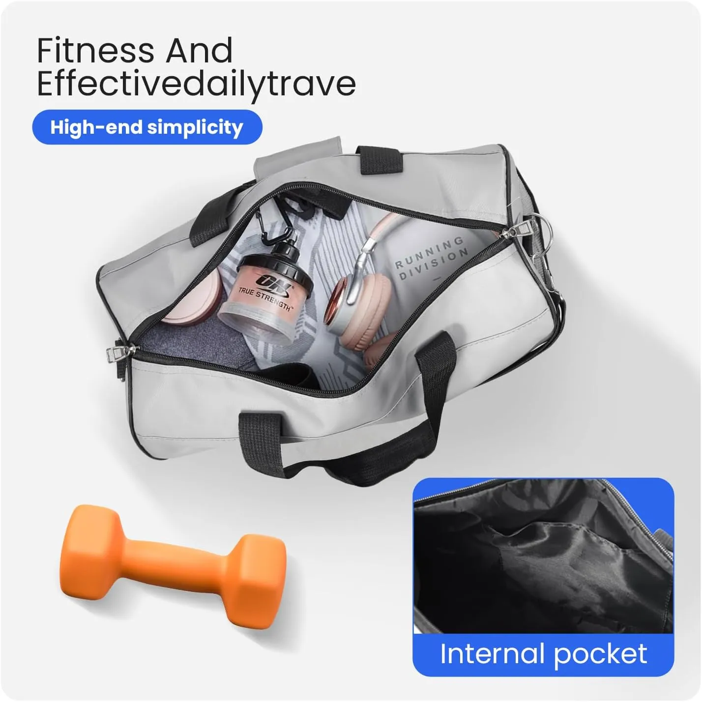 C&F BOGMOST Small Gym Bag for Travel & Duffel - 20 Inch Lightweight Carry On Bag for Men & Women, Mini Duffel Bag,Perfect for Sports, Weekend Trips, and Overnight Stays, Grey