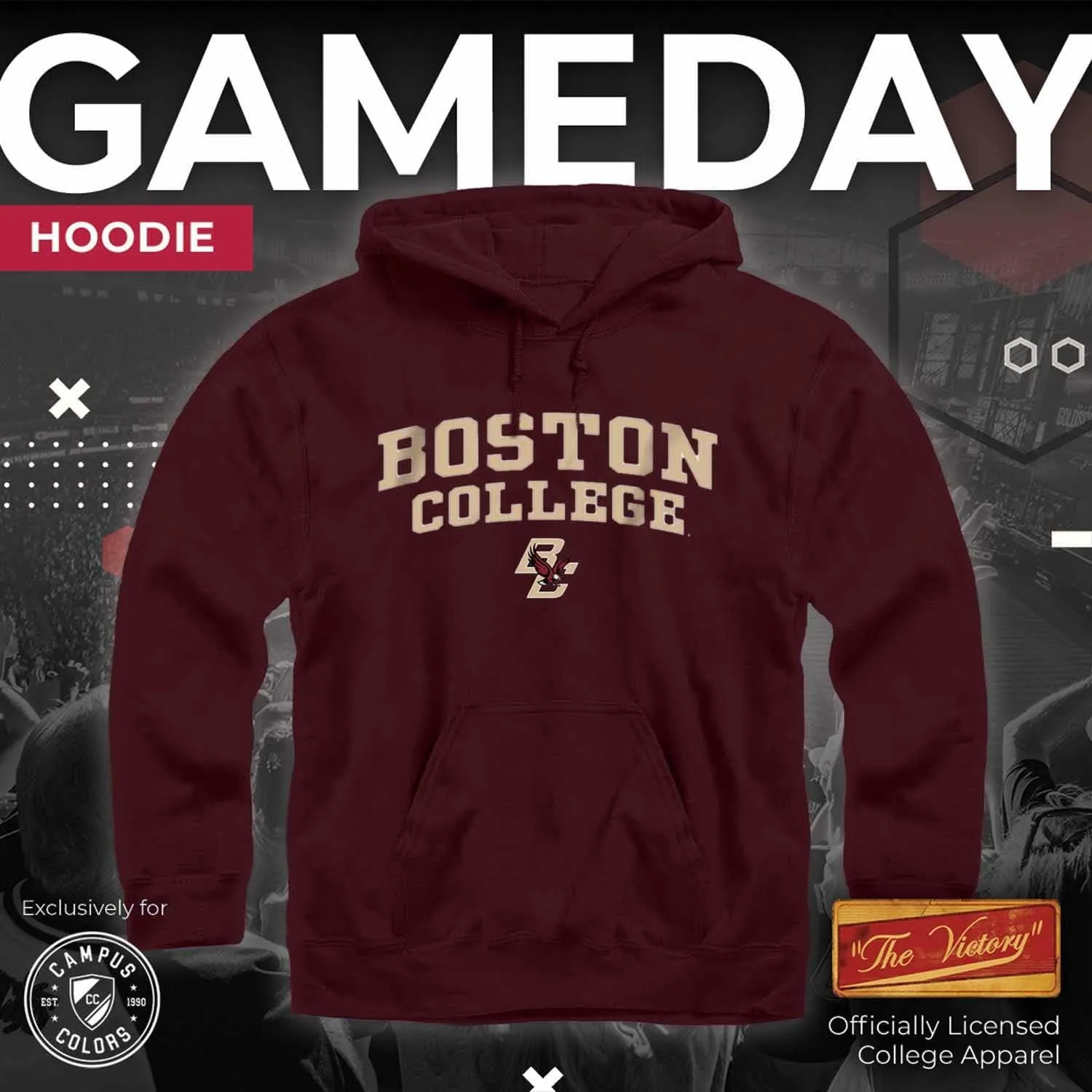 Campus Colors Long Sleeves NCAA Adult Arch & Logo Gameday Unisex Hooded Sweatshirt