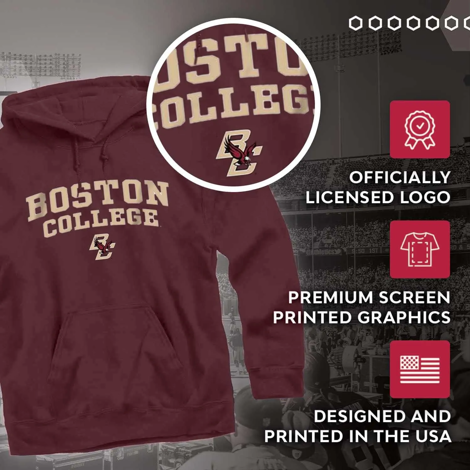 Campus Colors Long Sleeves NCAA Adult Arch & Logo Gameday Unisex Hooded Sweatshirt