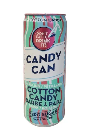 Candy Can Sparkling Cotton Candy Flavored Drink, Zero Sugar, 11.15 fl oz Cans 12 Pack