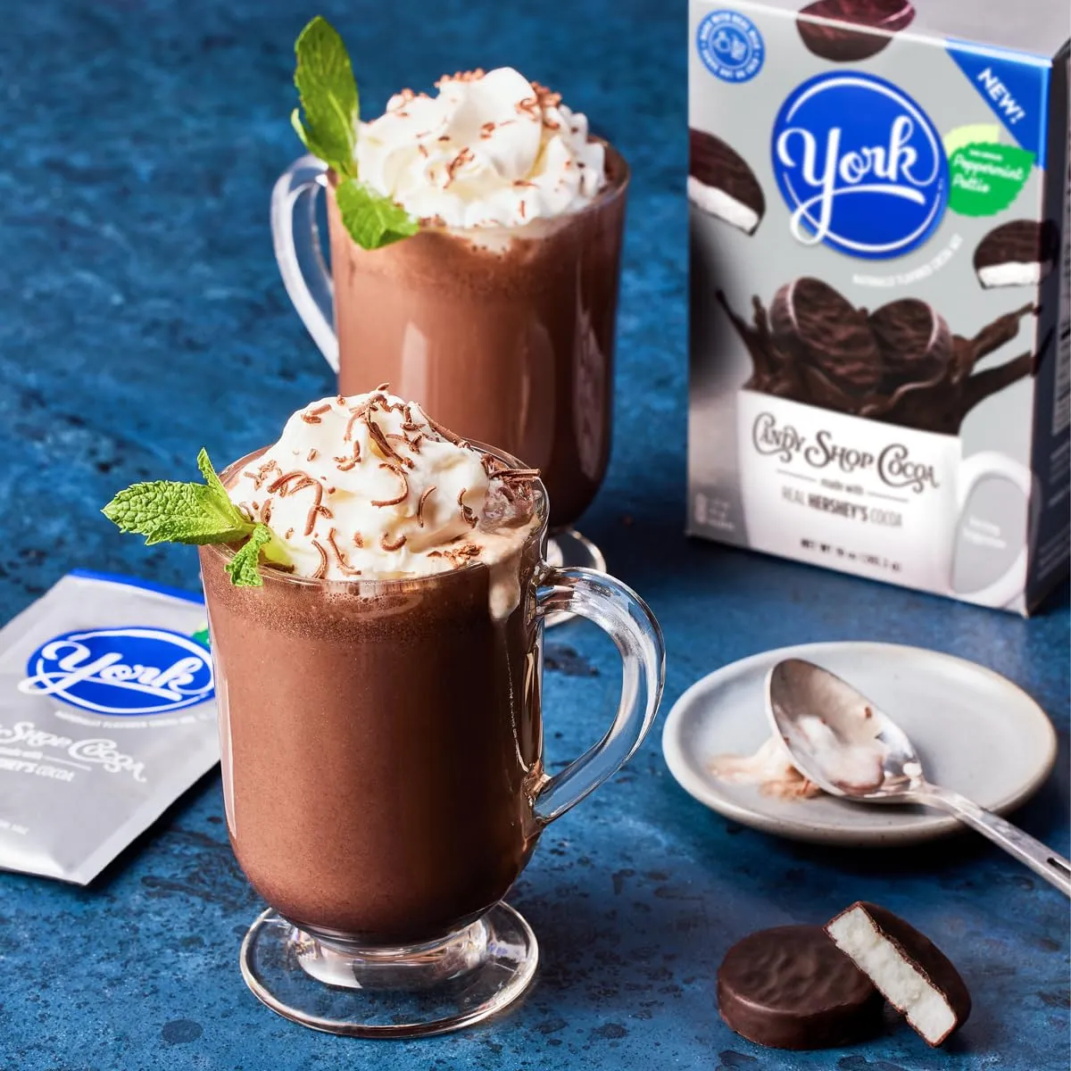 Candy Shop YORK Peppermint Pattie Cocoa Mix, Hot Chocolate, Make Hot or Iced, Made With Real Milk, Gluten Free, 1.25 oz Packet (24 Count)