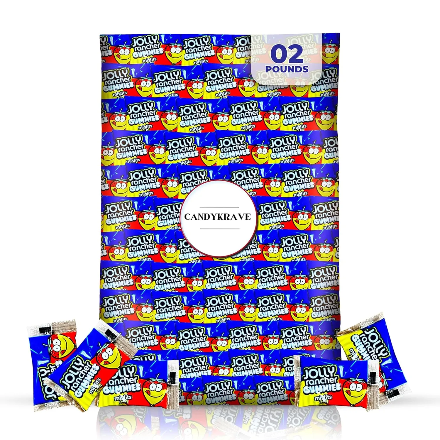 CandyKrave Jolly Ranchers Misfits - 2 Flavors in 1 Gummies - Snack Size Bag Individually Wrapped 2 Flavor Sour Jolly Ranchers Candy Gummy Bears Bulk - 2 pounds
