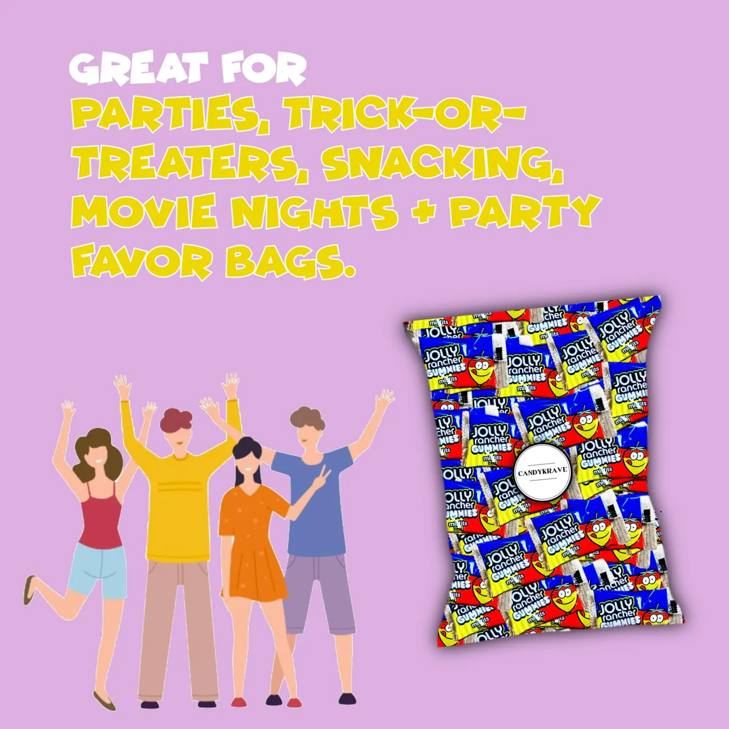CandyKrave Jolly Ranchers Misfits - 2 Flavors in 1 Gummies - Snack Size Bag Individually Wrapped 2 Flavor Sour Jolly Ranchers Candy Gummy Bears Bulk - 2 pounds