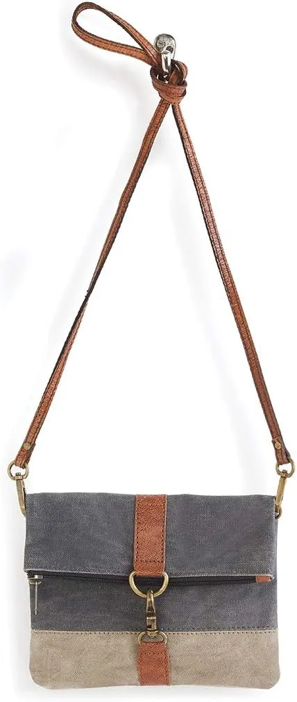 Canvas Handbag for Women | Zipper Bag | Crossbody Bag | Stylish Vintage Recycled Upcyled Bags Women (Brown-Finley)