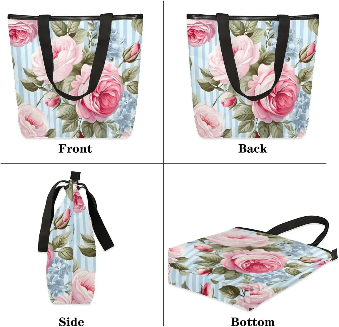 Canvas Tote Bag for Women Reusable Grocery Shopping Bag with Zipper Women Gift