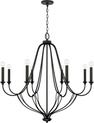 Capital Lighting 441681BI Bentley Transitional Airy Design Candle Chandelier, 8-Light 480 Total Watts, 36" H x 38" W, Black Iron
