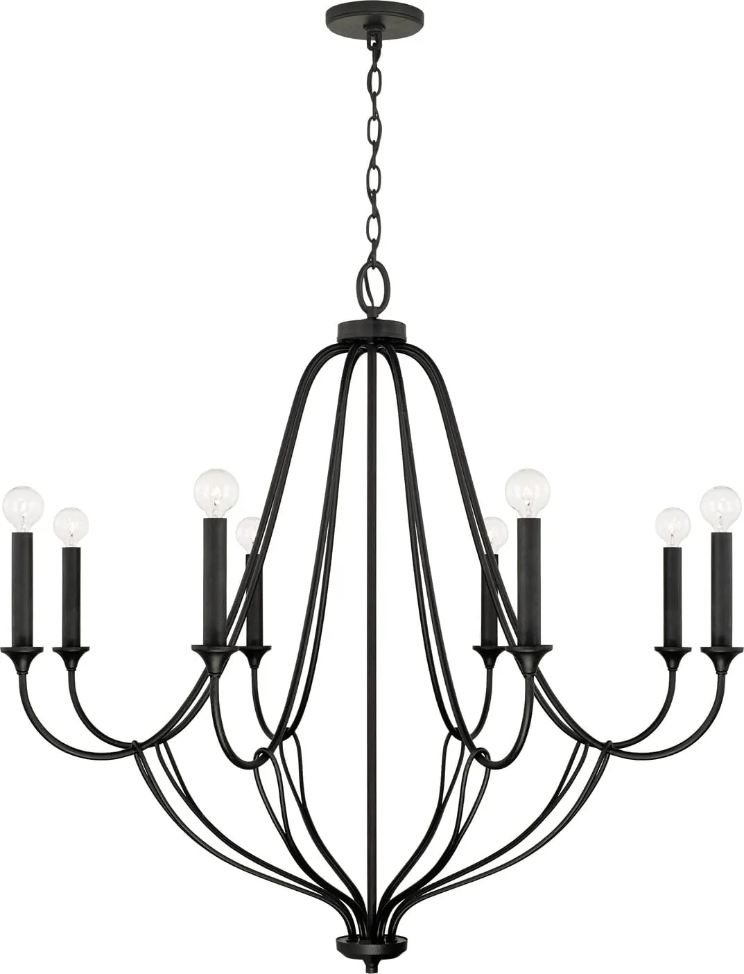 Capital Lighting 441681BI Bentley Transitional Airy Design Candle Chandelier, 8-Light 480 Total Watts, 36" H x 38" W, Black Iron