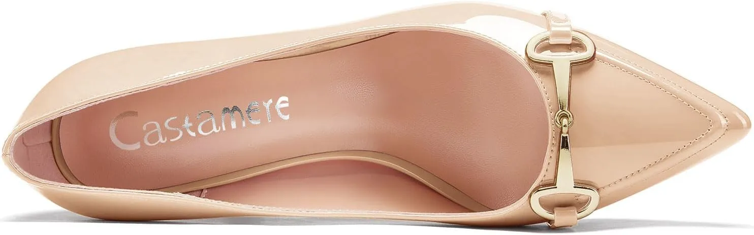 Castamere Womens High Platform Heel Pointed Toe Slip-on Metal Chain Pumps Wedding Office Casual 3.9 Inches Heels
