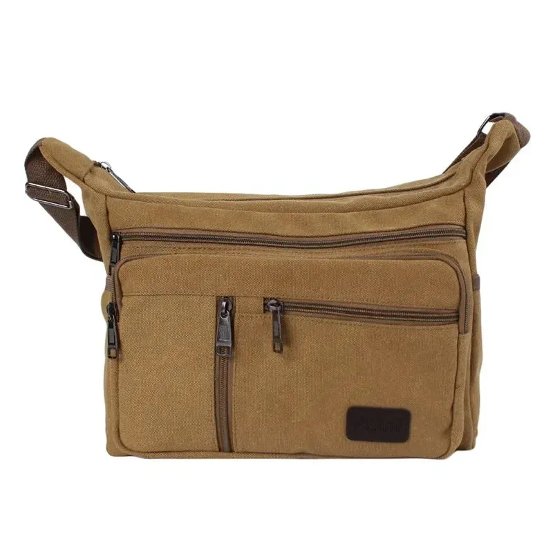 Casual Retro Business Bag High Capacity Canvas Outdoor Simple Version Shoulder Diagonal Package Men Crossbody