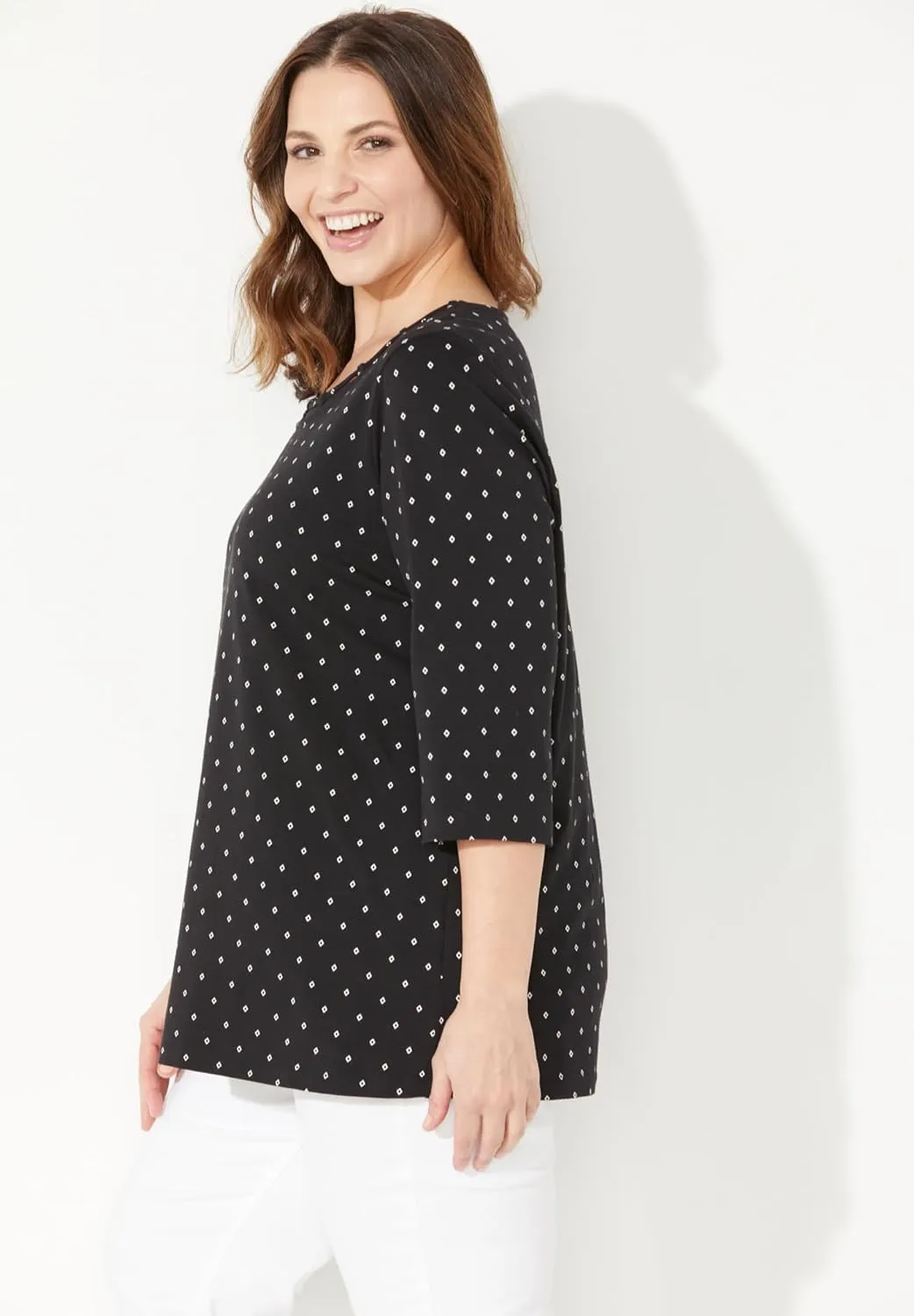 Catherines Women's Plus Size Suprema Strappy Neckline Top