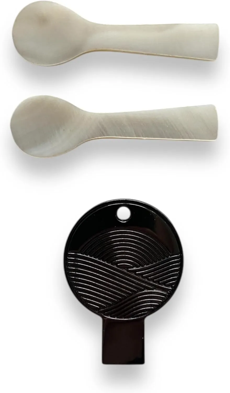 Caviar Key Tin Opener   Mother of Pearl Spoon Set (Onyx)