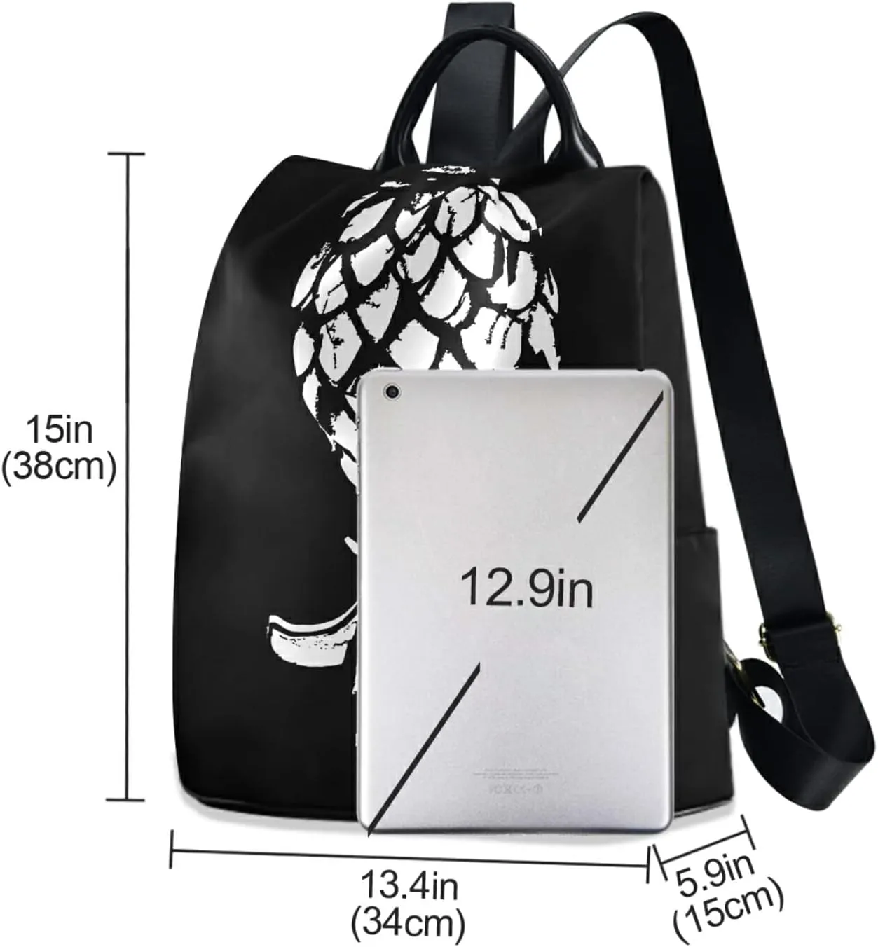 CBBYY Upside Down Pineapple Backpack Purse for Women Nylon Anti-theft Travel Backpack Lightweight Shoulder Bag with Plush Ball Keychain