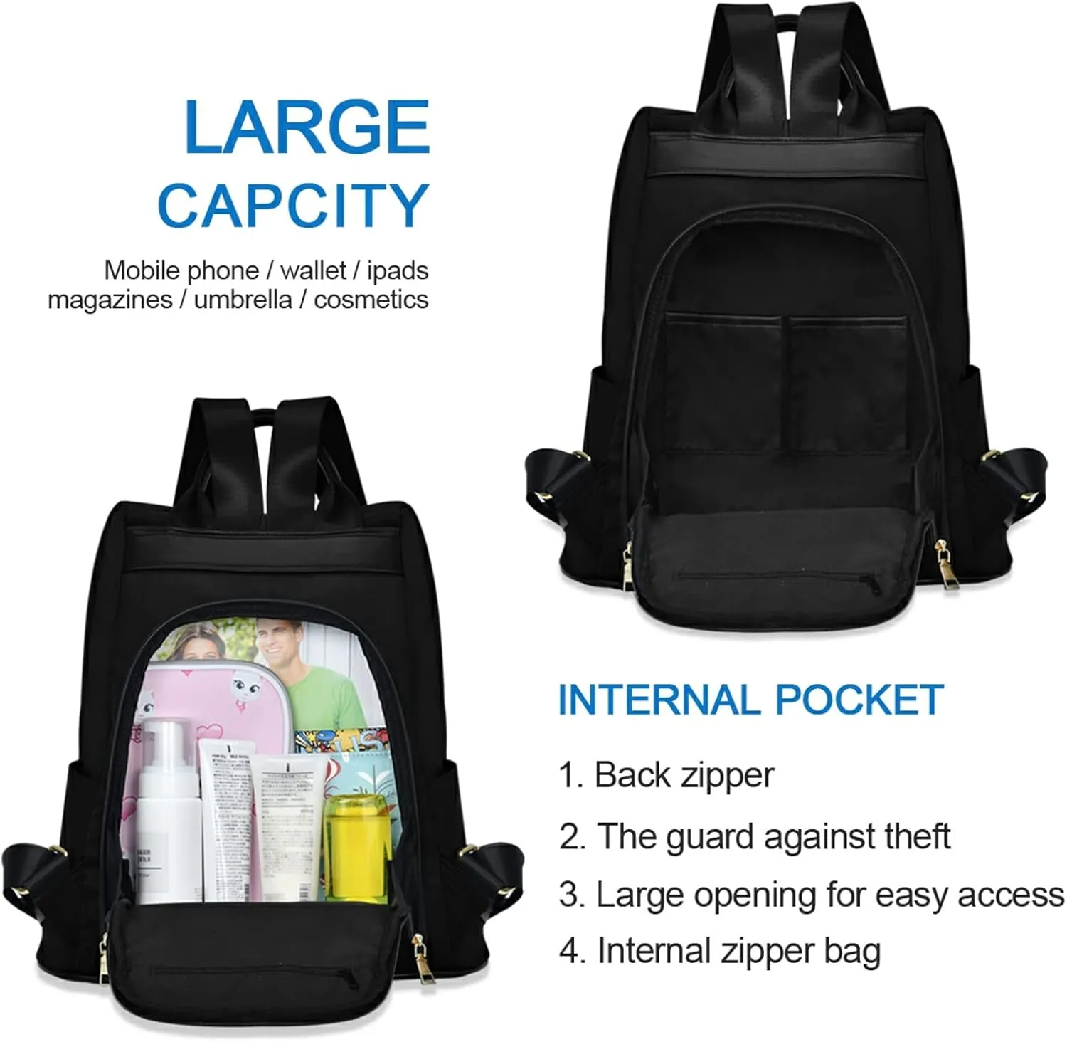 CBBYY Upside Down Pineapple Backpack Purse for Women Nylon Anti-theft Travel Backpack Lightweight Shoulder Bag with Plush Ball Keychain