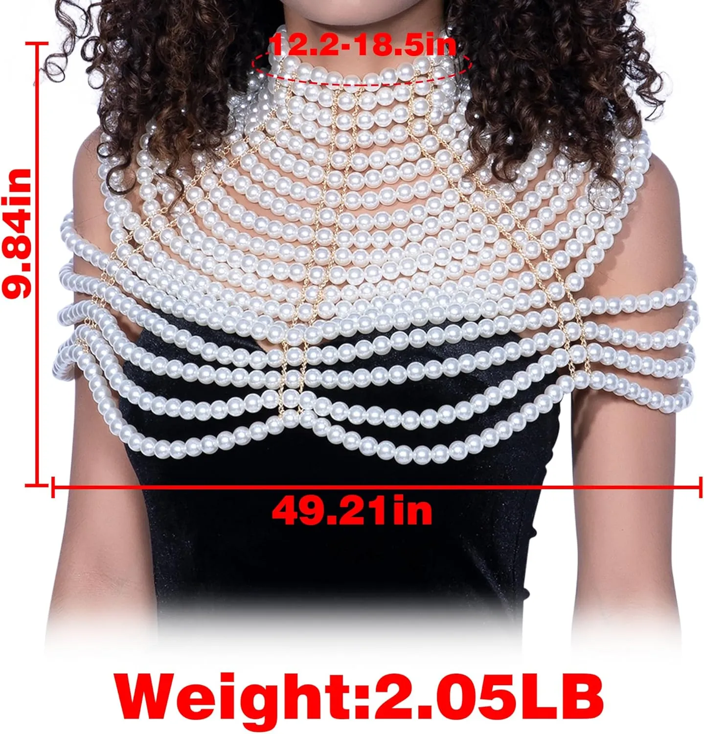 CCbodily Pearl Body Chain Bra - Fashion Shoulder Necklaces Bra Chain Body Jewelry