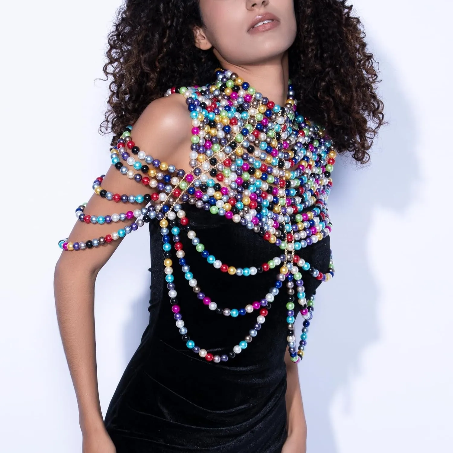 CCbodily Pearl Body Chain Bra - Fashion Shoulder Necklaces Bra Chain Body Jewelry