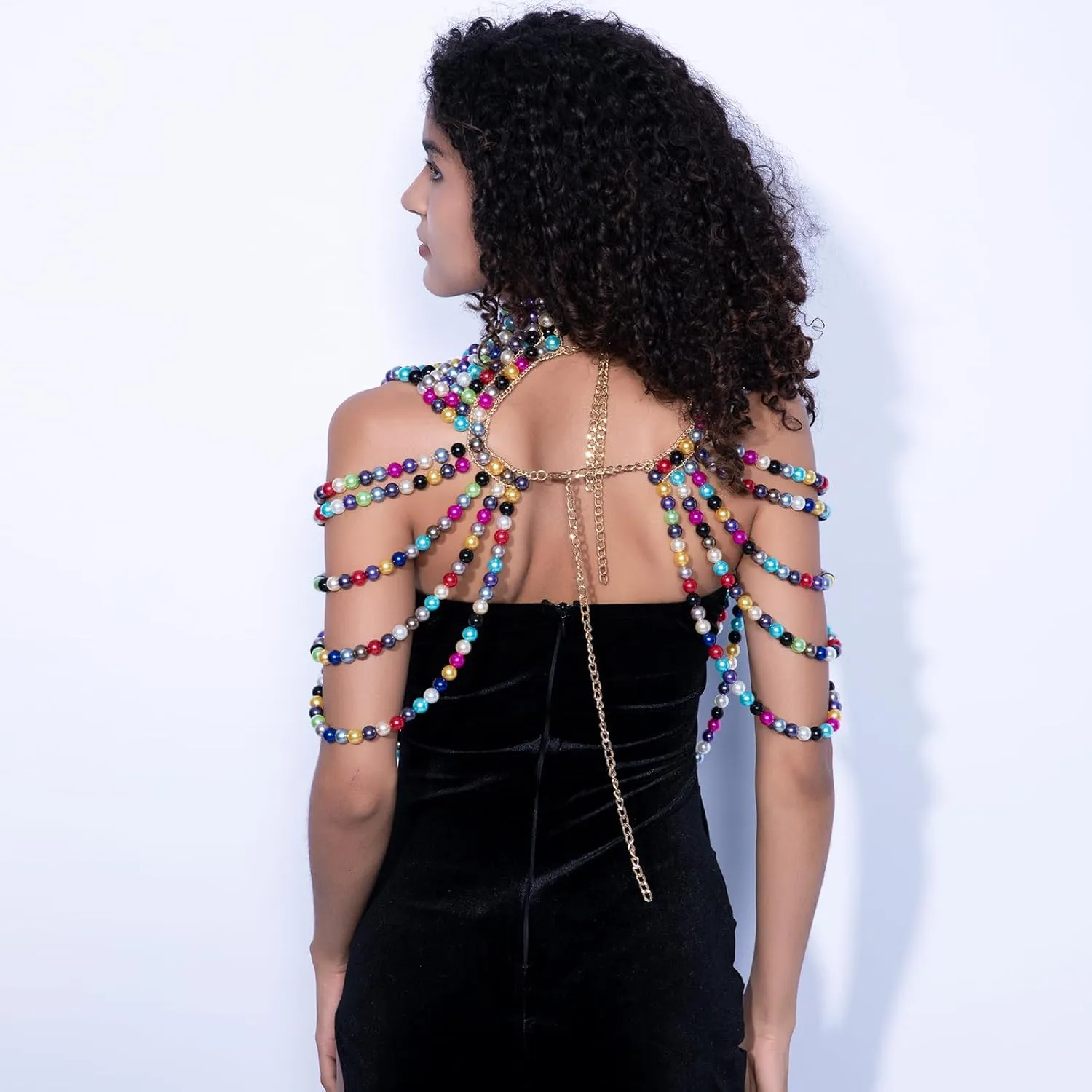 CCbodily Pearl Body Chain Bra - Fashion Shoulder Necklaces Bra Chain Body Jewelry