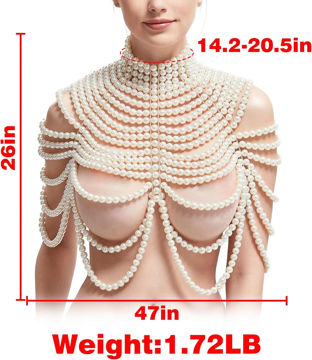 CCbodily Pearl Body Chain Bra - Fashion Shoulder Necklaces Bra Chain Body Jewelry