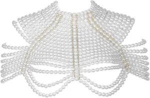 CCbodily Pearl Body Chain Bra - Fashion Shoulder Necklaces Bra Chain Body Jewelry