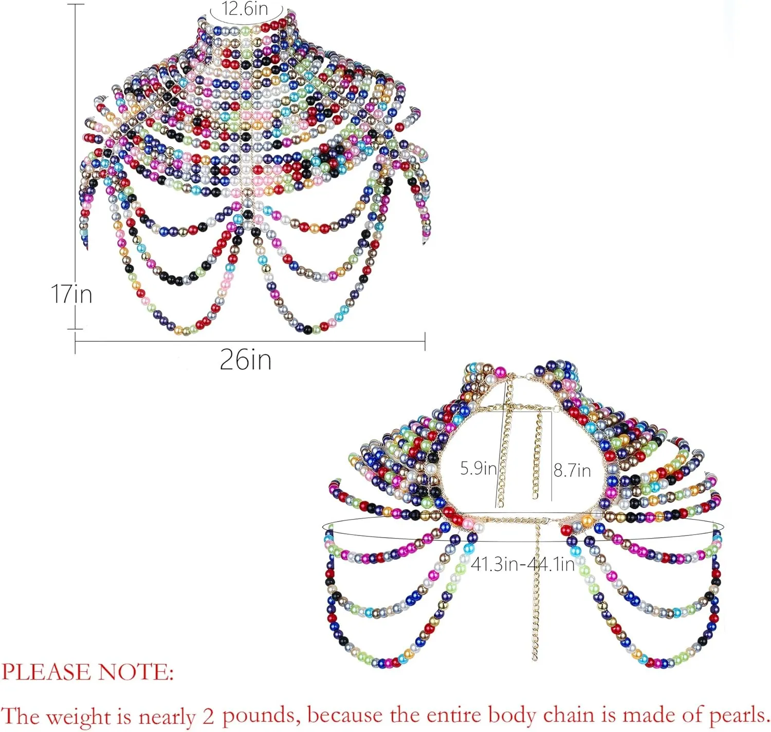 CCbodily Pearl Body Chain Bra - Fashion Shoulder Necklaces Bra Chain Body Jewelry