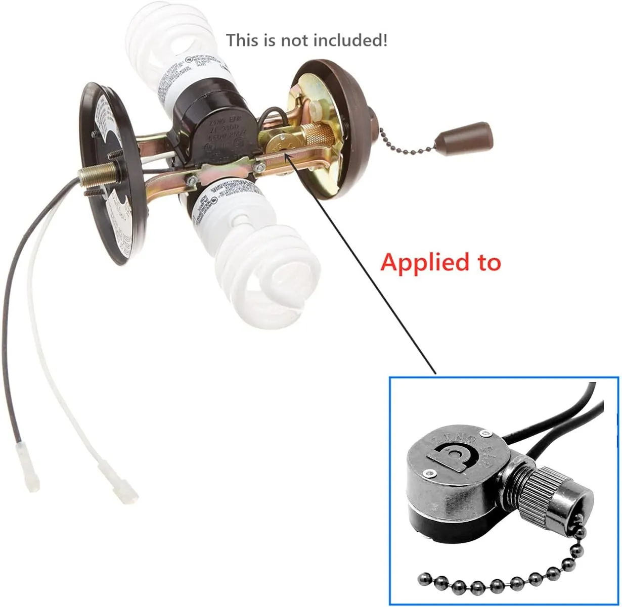 Ceiling Pull Chain Switch ZE-109M Zing Ear Metal Pull Chain Light Switch ON-Off Pull Chain Switch Ceiling Fan Lamp Light Switch (Black Bronze)