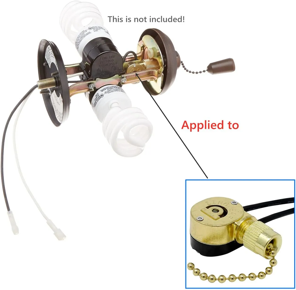 Ceiling Pull Chain Switch ZE-109M Zing Ear Metal Pull Chain Light Switch ON-Off Pull Chain Switch Ceiling Fan Lamp Light Switch (Brass)