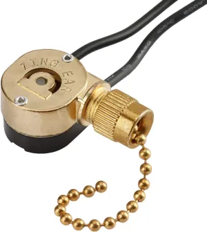 Ceiling Pull Chain Switch ZE-109M Zing Ear Metal Pull Chain Light Switch ON-Off Pull Chain Switch Ceiling Fan Lamp Light Switch (Brass)