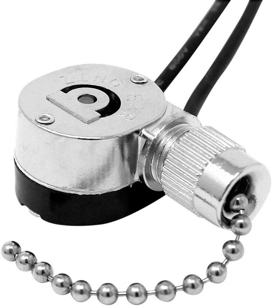 Ceiling Pull Chain Switch ZE-109M Zing Ear Metal Pull Chain Light Switch ON-Off Pull Chain Switch Ceiling Fan Lamp Light Switch (Nickel)