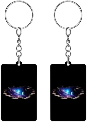Ceiling Stars Planet Galaxy Printed Acrylic Keychain Blanks Printed Key Ring Tag Rectangle Sign for Men Women